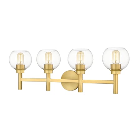 Z-Lite Sutton Vanity, 4-Light, 31.5 In.W x 7 In.L x 10.25 In.H, Brushed Gold/Clear 7502-4V-BG